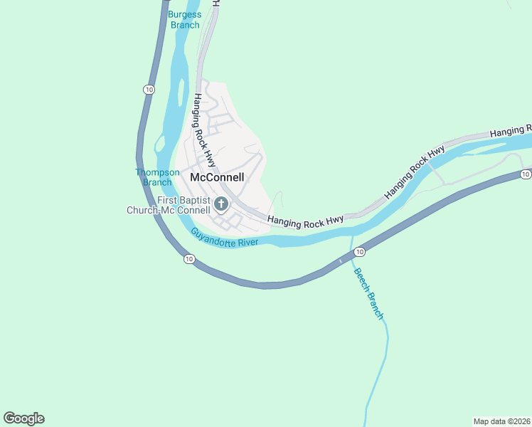 map of restaurants, bars, coffee shops, grocery stores, and more near 1602 Hanging Rock Highway in Stollings