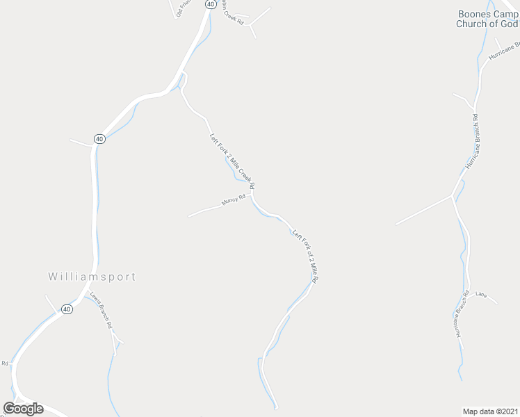 map of restaurants, bars, coffee shops, grocery stores, and more near Left Fork 2 Mile Creek Road in Williamsport