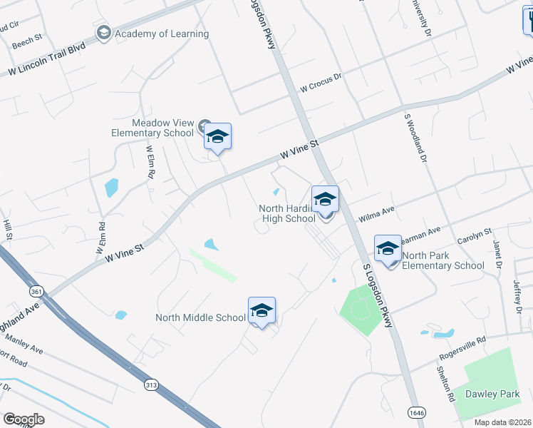 map of restaurants, bars, coffee shops, grocery stores, and more near 734 Andra Drive in Radcliff