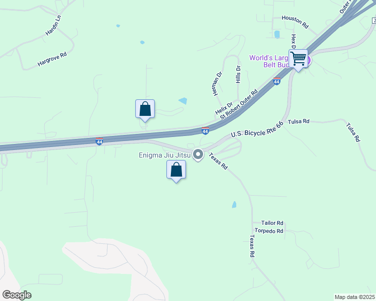 map of restaurants, bars, coffee shops, grocery stores, and more near 15050 U.S. Route 66 in Saint Robert