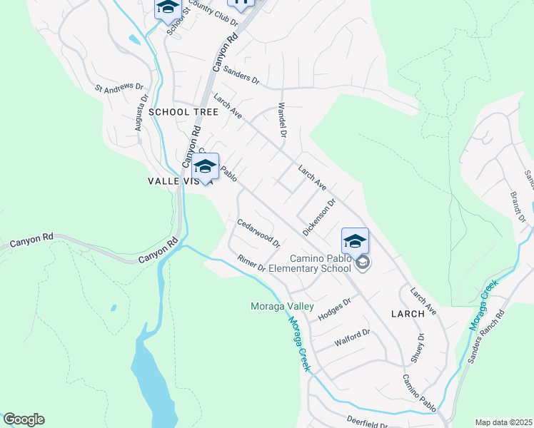 map of restaurants, bars, coffee shops, grocery stores, and more near 74 Gaywood Place in Moraga
