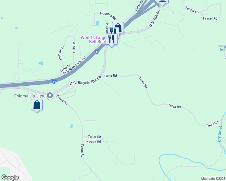 map of restaurants, bars, coffee shops, grocery stores, and more near 23097 Triple Lane in Saint Robert