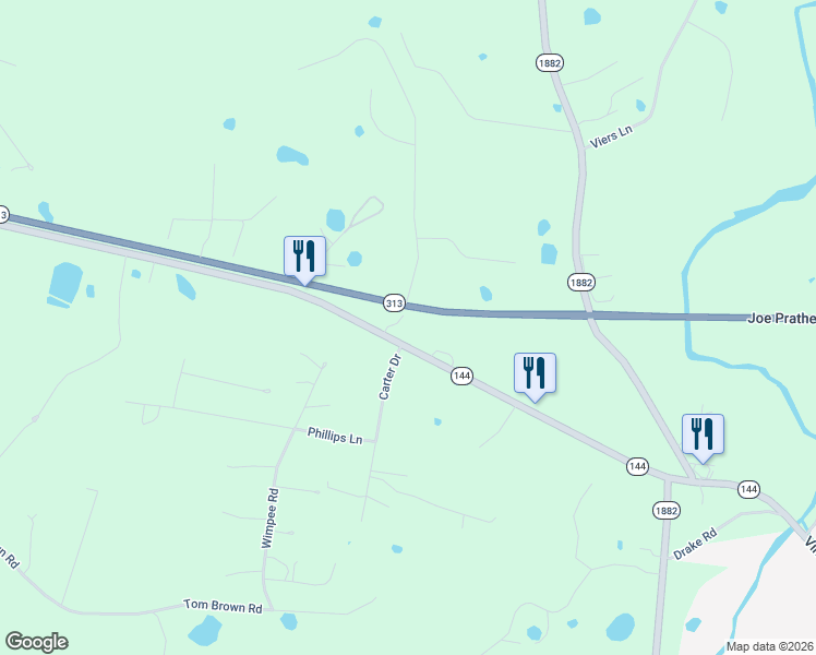 map of restaurants, bars, coffee shops, grocery stores, and more near Flaherty Road in Vine Grove