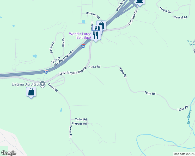map of restaurants, bars, coffee shops, grocery stores, and more near 23107 Triple Lane in Saint Robert