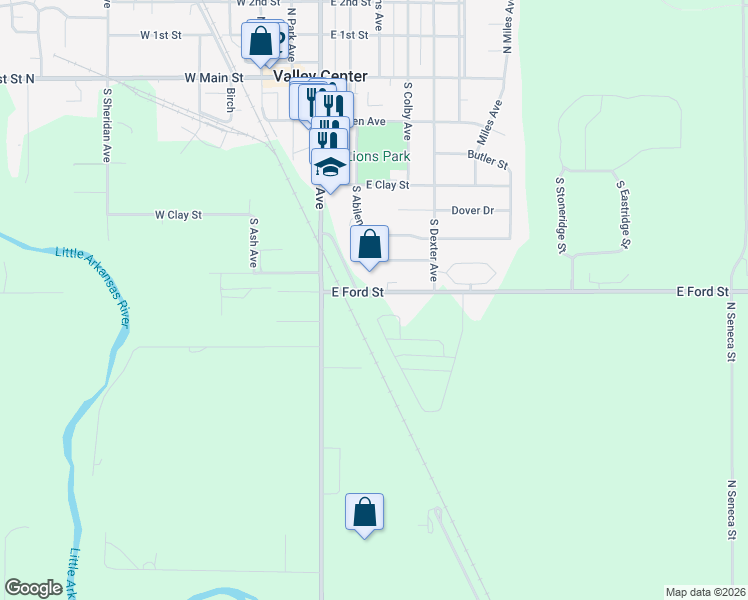 map of restaurants, bars, coffee shops, grocery stores, and more near 2311 West 77th Street North in Valley Center