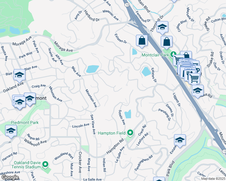 map of restaurants, bars, coffee shops, grocery stores, and more near 143 Calvert Court in Piedmont