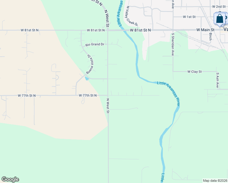 map of restaurants, bars, coffee shops, grocery stores, and more near 3800-3900 West 77th Street North in Valley Center