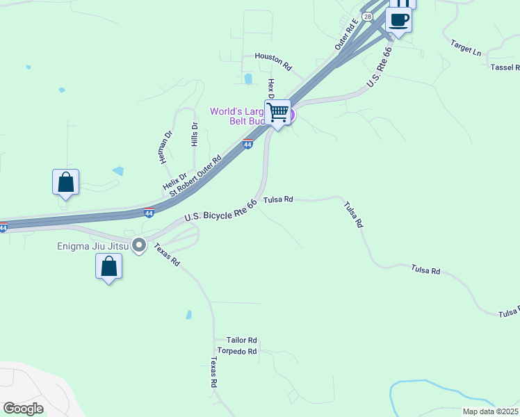 map of restaurants, bars, coffee shops, grocery stores, and more near 23097 Triple Lane in Saint Robert