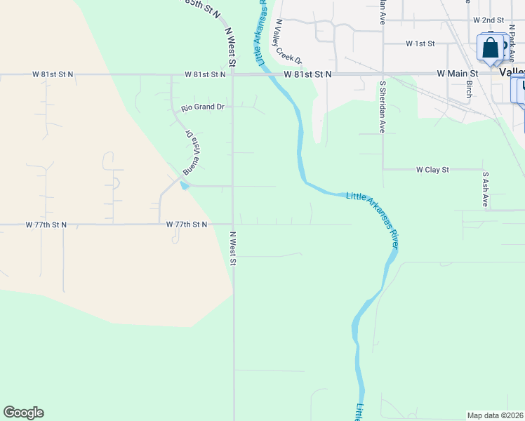map of restaurants, bars, coffee shops, grocery stores, and more near 3800-3900 West 77th Street North in Valley Center