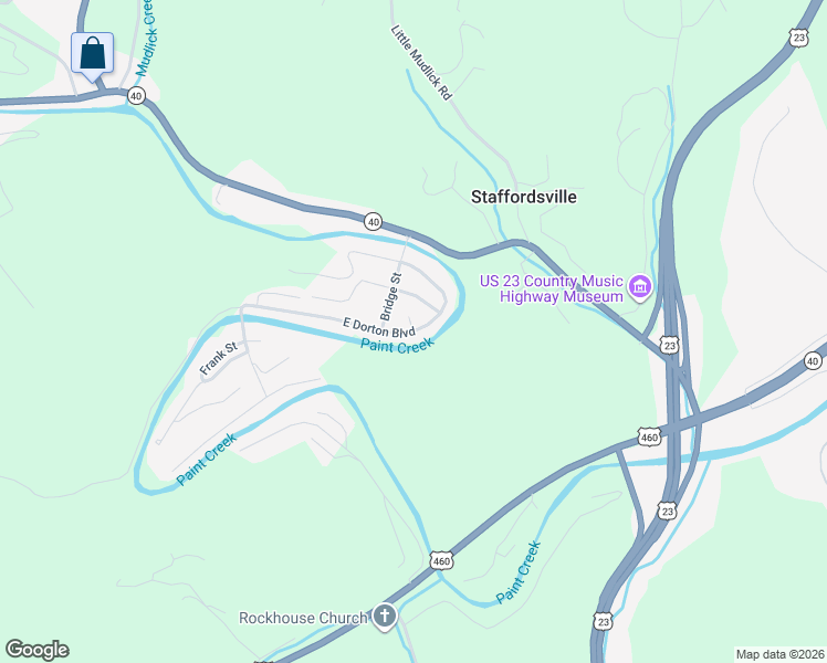 map of restaurants, bars, coffee shops, grocery stores, and more near 214 East Dorton Boulevard in Staffordsville
