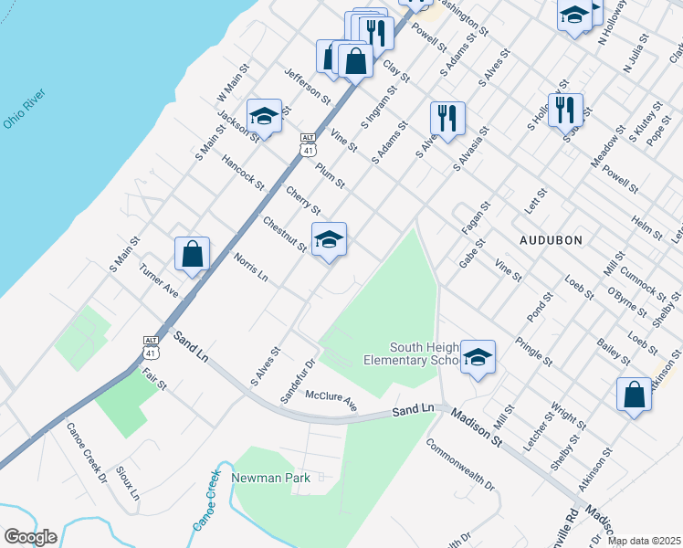 map of restaurants, bars, coffee shops, grocery stores, and more near 800 South Alves Street in Henderson