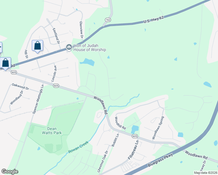 map of restaurants, bars, coffee shops, grocery stores, and more near 103 North Howard Street in Bardstown
