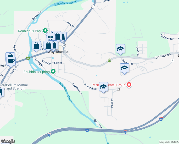 map of restaurants, bars, coffee shops, grocery stores, and more near 710 Hillside Drive in Waynesville