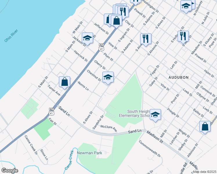 map of restaurants, bars, coffee shops, grocery stores, and more near 800 South Alves Street in Henderson
