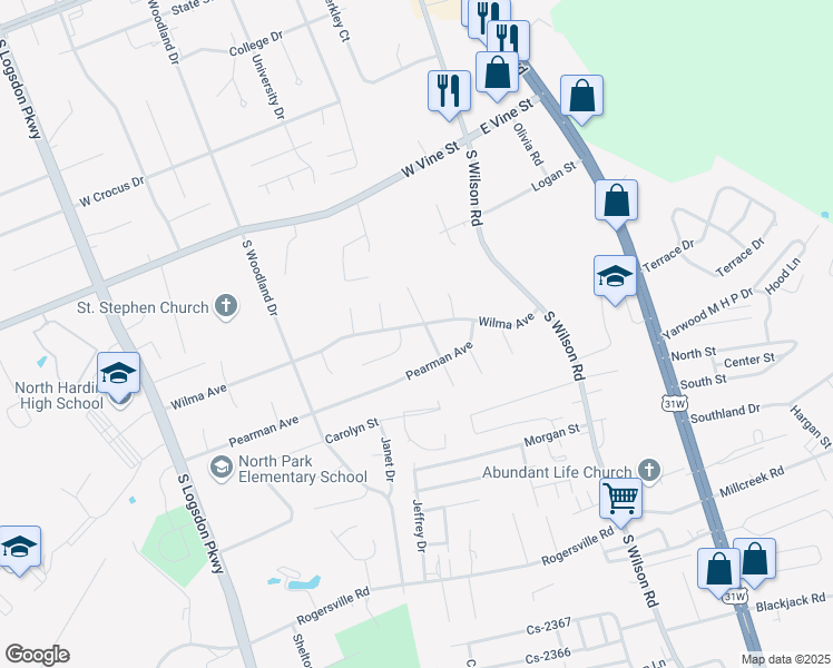 map of restaurants, bars, coffee shops, grocery stores, and more near 278 Wilma Avenue in Radcliff