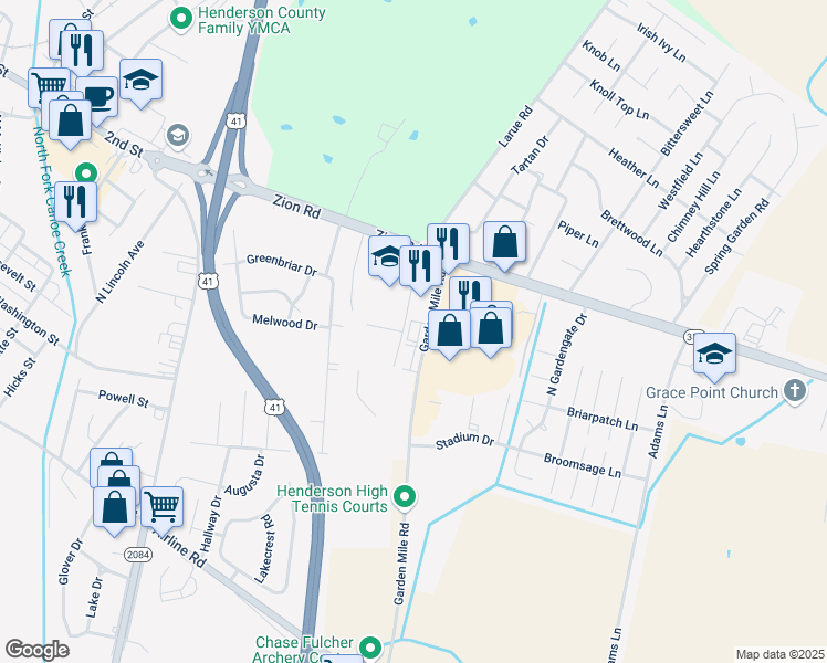 map of restaurants, bars, coffee shops, grocery stores, and more near 151 Garden Mile Road in Henderson