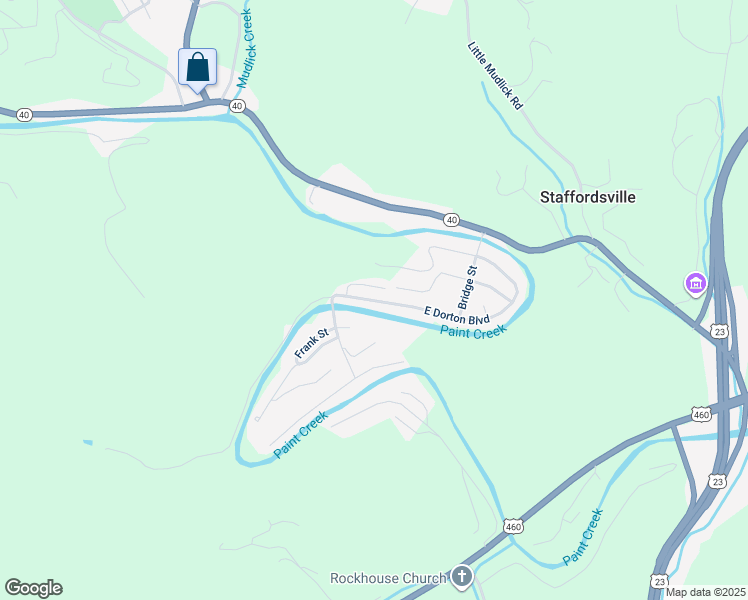 map of restaurants, bars, coffee shops, grocery stores, and more near 310 E Dorton Blvd in Staffordsville