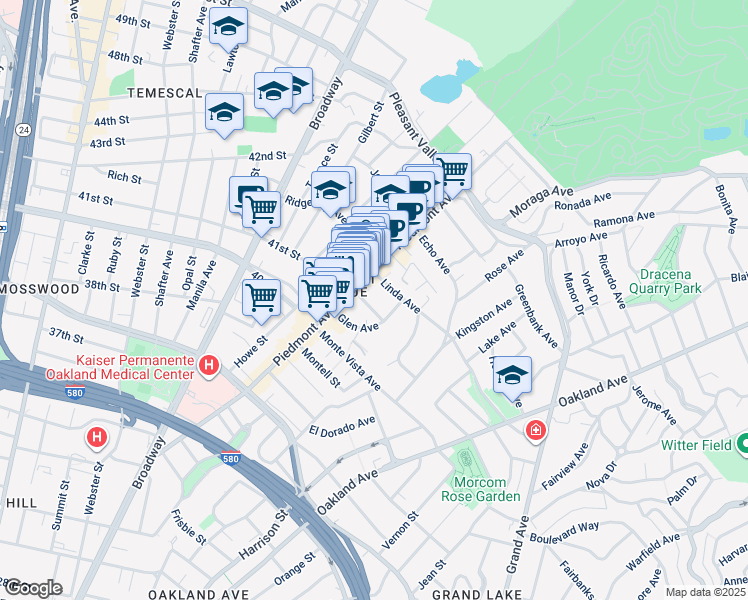 map of restaurants, bars, coffee shops, grocery stores, and more near 110 41st Street in Oakland