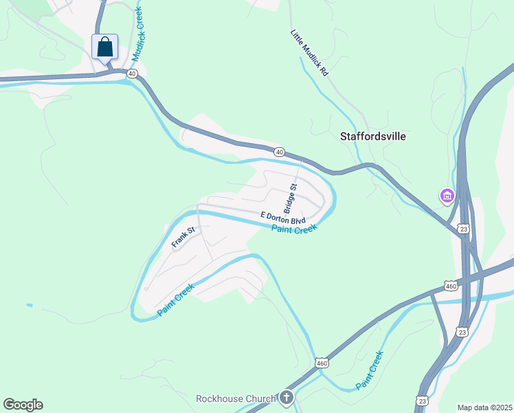map of restaurants, bars, coffee shops, grocery stores, and more near 308-310 E Dorton Blvd in Staffordsville