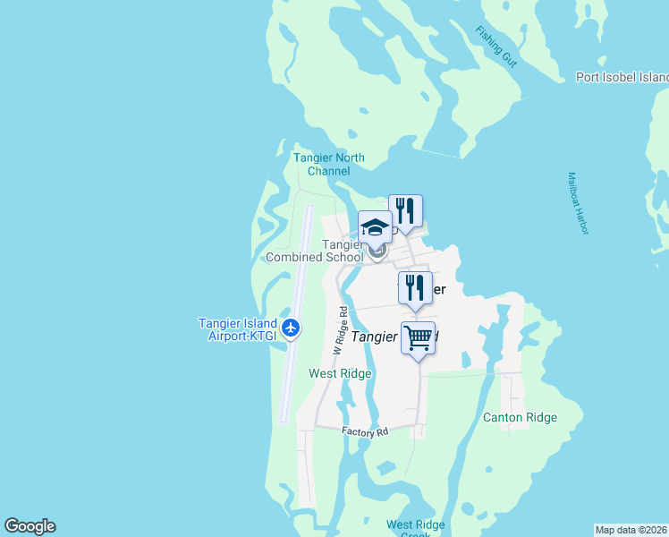 map of restaurants, bars, coffee shops, grocery stores, and more near 4201-4299 Spaniard Lane in Tangier