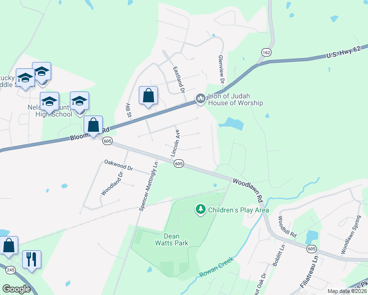 map of restaurants, bars, coffee shops, grocery stores, and more near 31 Kennedy Avenue in Bardstown