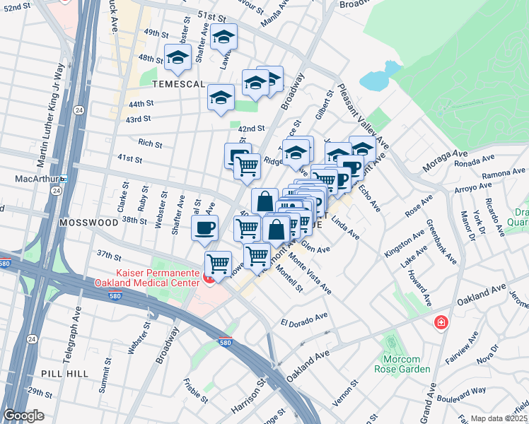 map of restaurants, bars, coffee shops, grocery stores, and more near 200 40th Street Way in Oakland
