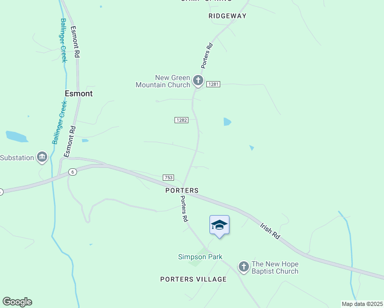 map of restaurants, bars, coffee shops, grocery stores, and more near 7402 Porters Road in Esmont
