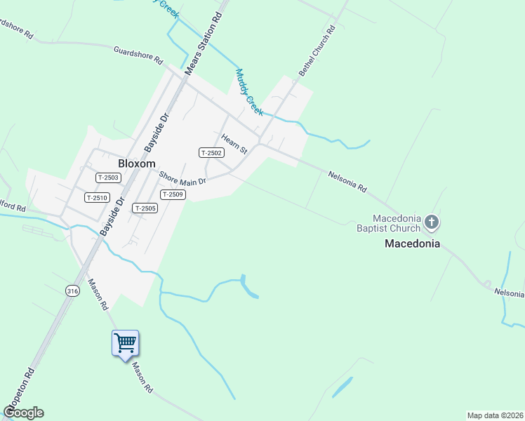 map of restaurants, bars, coffee shops, grocery stores, and more near in Bloxom