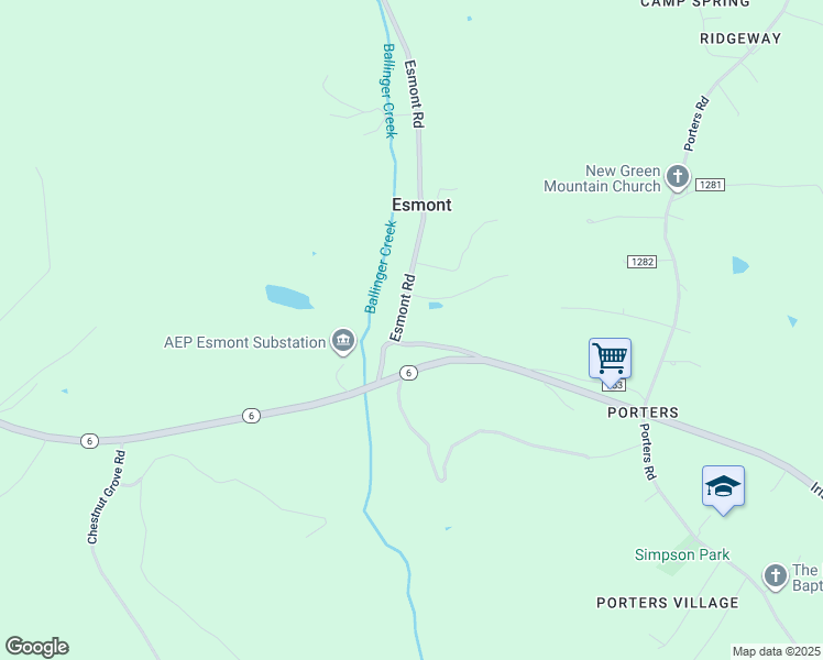 map of restaurants, bars, coffee shops, grocery stores, and more near 3116 Paces Store Road in Esmont