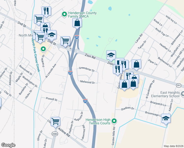 map of restaurants, bars, coffee shops, grocery stores, and more near in Henderson