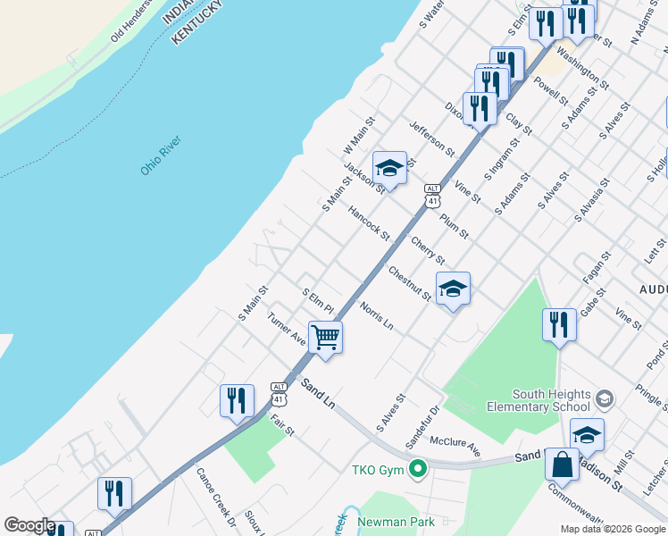 map of restaurants, bars, coffee shops, grocery stores, and more near 1010-1098 S Elm St in Henderson