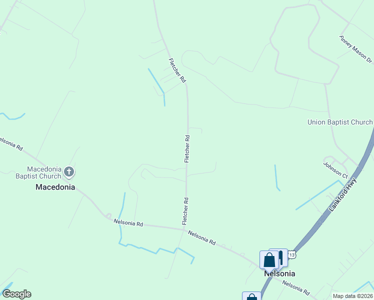 map of restaurants, bars, coffee shops, grocery stores, and more near 15074-15222 Fletcher Road in Bloxom