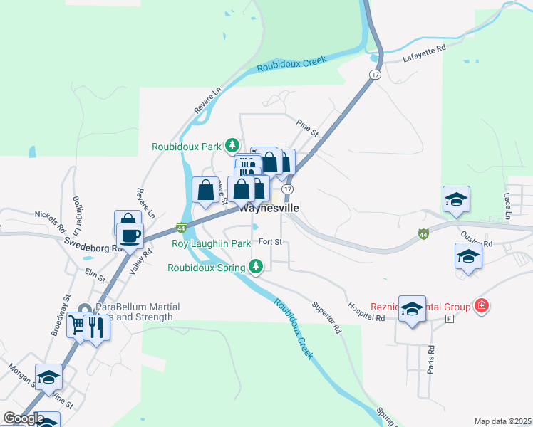 map of restaurants, bars, coffee shops, grocery stores, and more near 324 Route 66 in Waynesville
