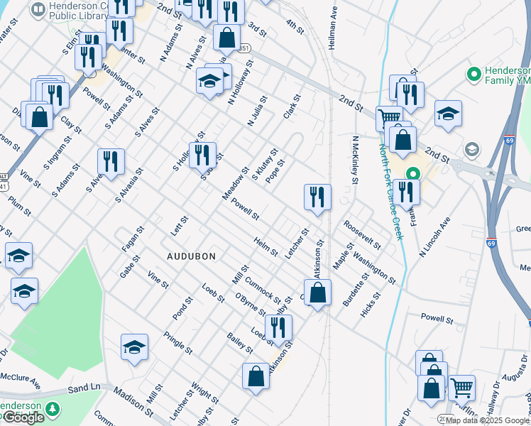 map of restaurants, bars, coffee shops, grocery stores, and more near 1133-1199 Powell Street in Henderson