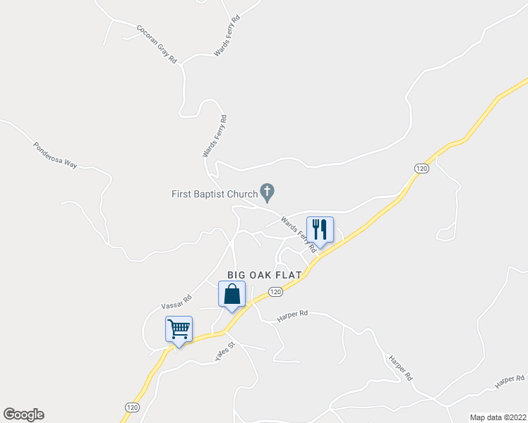 map of restaurants, bars, coffee shops, grocery stores, and more near 11330 Wards Ferry Road in Groveland