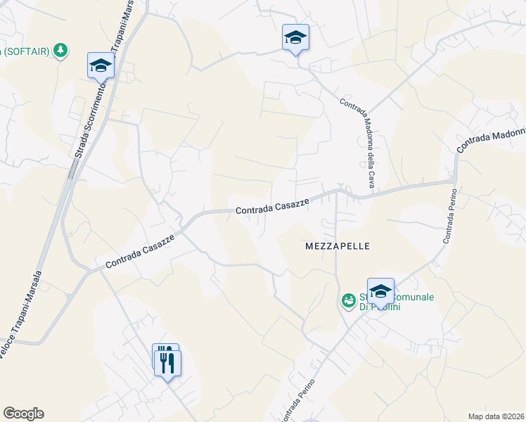 map of restaurants, bars, coffee shops, grocery stores, and more near 192 Contrada Casazze in Marsala