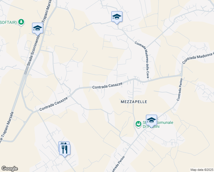 map of restaurants, bars, coffee shops, grocery stores, and more near 192 Contrada Casazze in Marsala