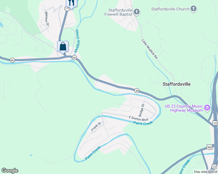 map of restaurants, bars, coffee shops, grocery stores, and more near 1621 Kentucky 40 in Staffordsville