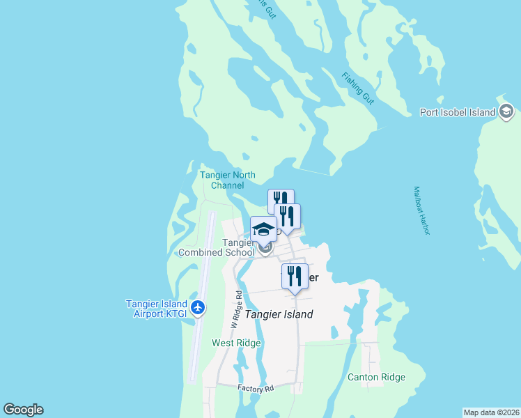 map of restaurants, bars, coffee shops, grocery stores, and more near 16070 Parks Marina Lane in Tangier