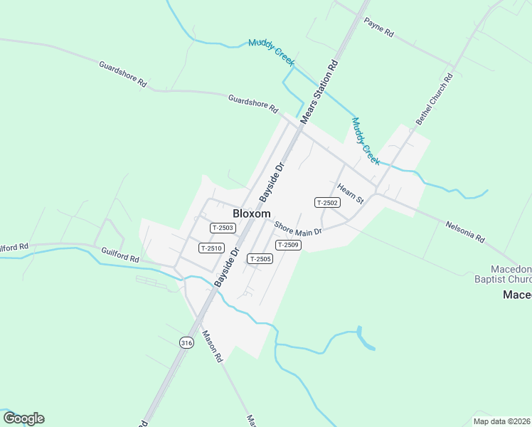 map of restaurants, bars, coffee shops, grocery stores, and more near 26091 Shore Main Drive in Bloxom