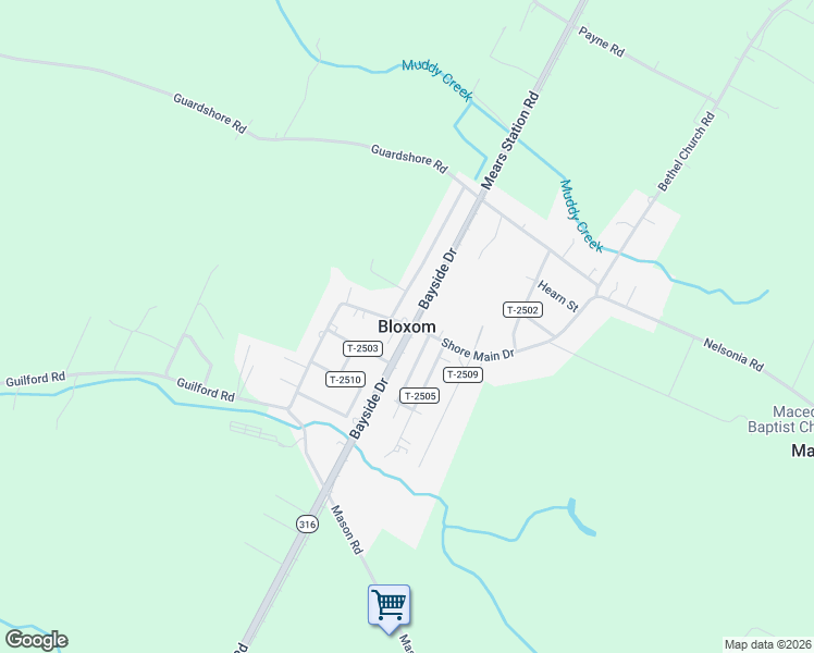 map of restaurants, bars, coffee shops, grocery stores, and more near in Bloxom