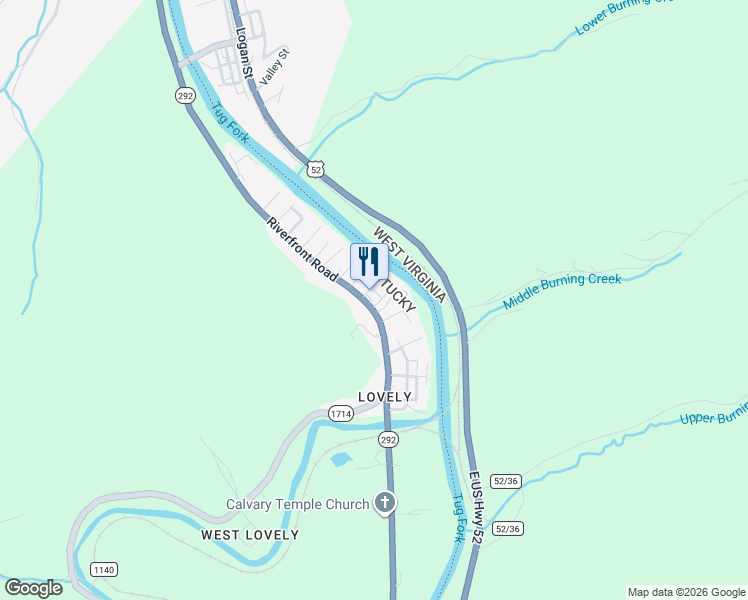 map of restaurants, bars, coffee shops, grocery stores, and more near Riverfront Road in Martin