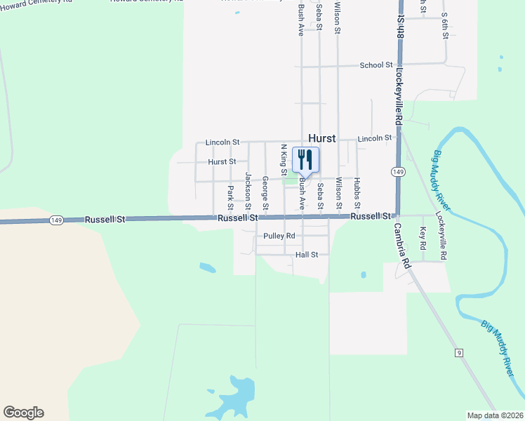 map of restaurants, bars, coffee shops, grocery stores, and more near 219 George Street in Hurst