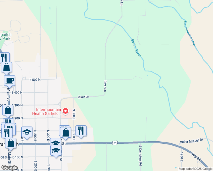 map of restaurants, bars, coffee shops, grocery stores, and more near 442 North River Lane Road in Panguitch