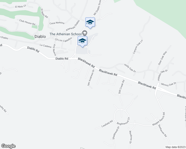 map of restaurants, bars, coffee shops, grocery stores, and more near 11 San Andreas Drive in Danville