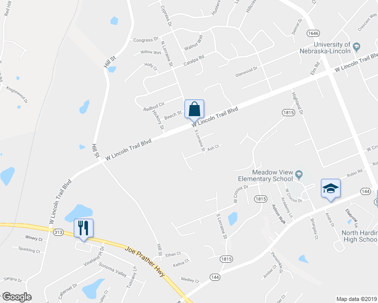 map of restaurants, bars, coffee shops, grocery stores, and more near 104 Poplar Circle in Radcliff