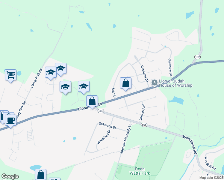 map of restaurants, bars, coffee shops, grocery stores, and more near 236 Hill Street in Bardstown