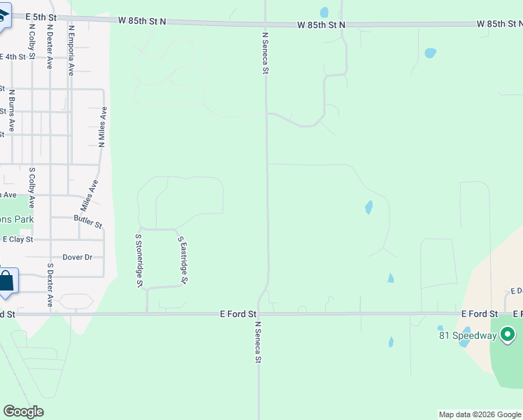 map of restaurants, bars, coffee shops, grocery stores, and more near 7945 North Seneca Street in Valley Center