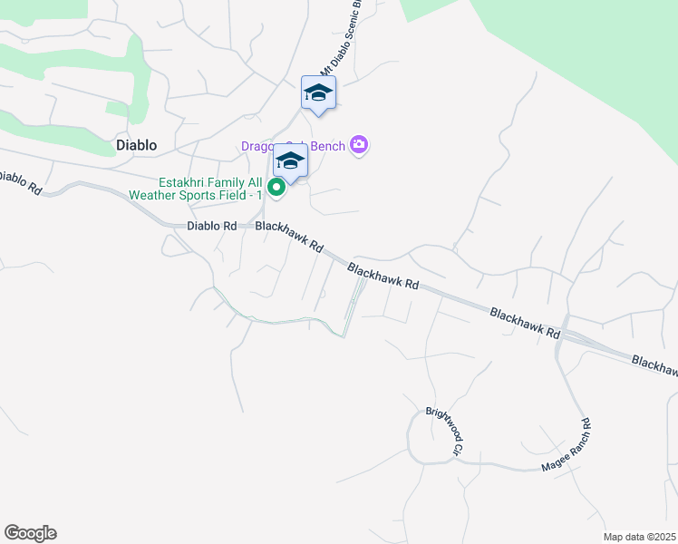 map of restaurants, bars, coffee shops, grocery stores, and more near 7 San Andreas Drive in Danville