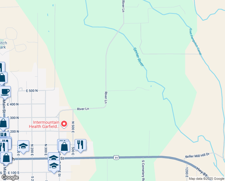 map of restaurants, bars, coffee shops, grocery stores, and more near 442 North River Lane Road in Panguitch